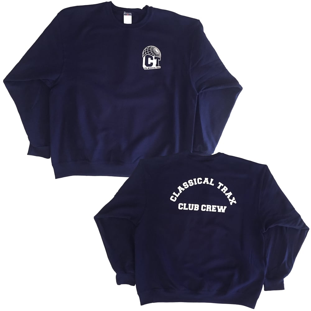 Image of Classical Trax Crew Neck (White On Navy)