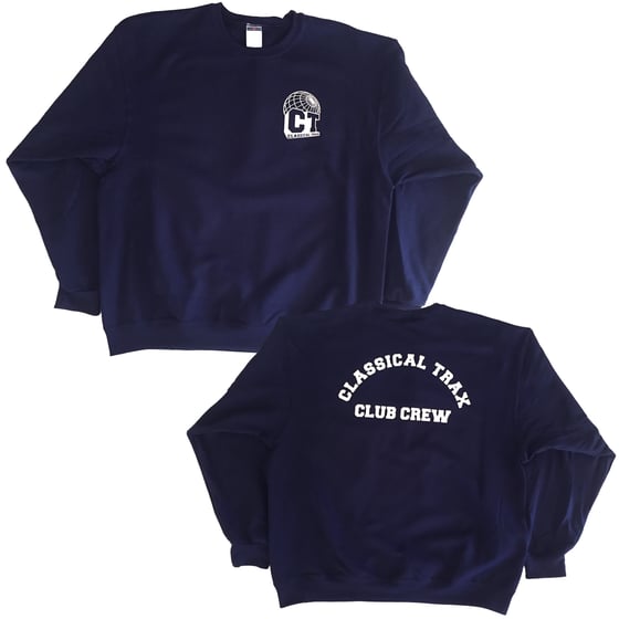 Image of Classical Trax Crew Neck (White On Navy)