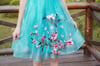 Beautiful  Blue Organza Dress With Embroidery, Blue Knee Length Dress With Embroidery in Stock