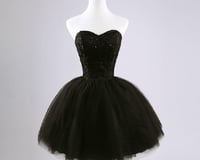 Image 2 of Cute Short Tulle Ball Gown Black Prom Dresses , Little Black Dresses, Homecoming Dresses 