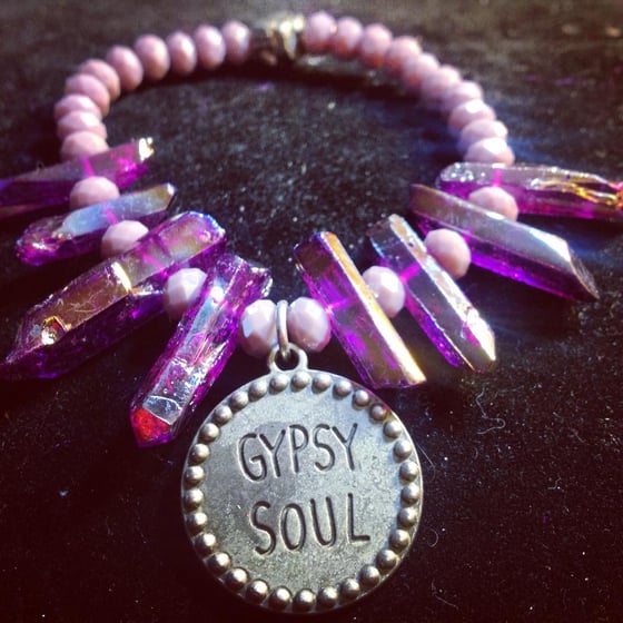 Image of Gypsy Soul Purple Aura Quartz and Raw Pyrite
