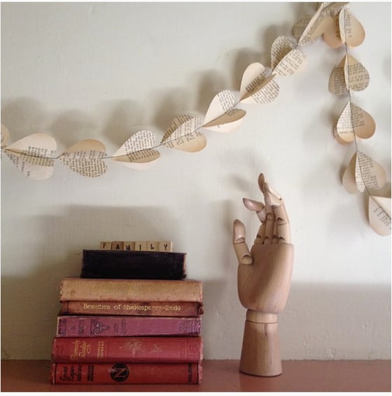 Image of String of Hearts -  garlands of vintage book papers