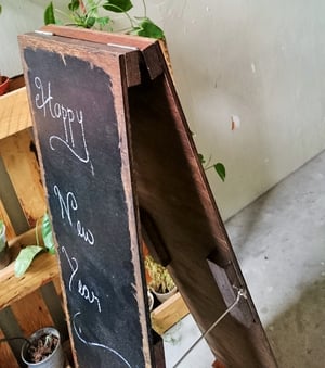 Worn-Out Narrow Double-Sided Standing Chalkboard