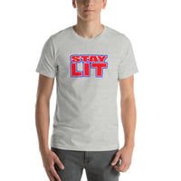 Image 3 of STAY LIT RED/BLUE TRIM Short-Sleeve Unisex T-Shirt