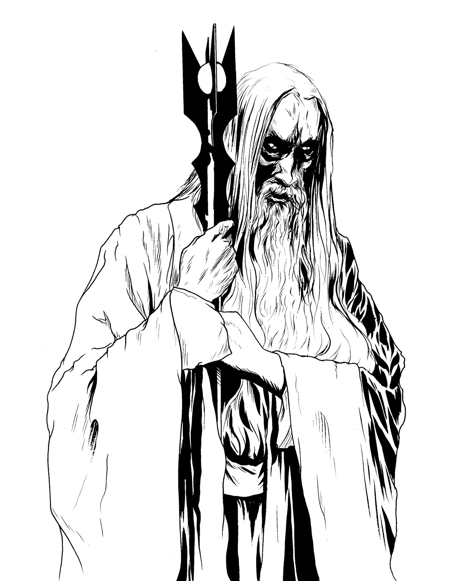 Image of white wizard original inked mock up piece 