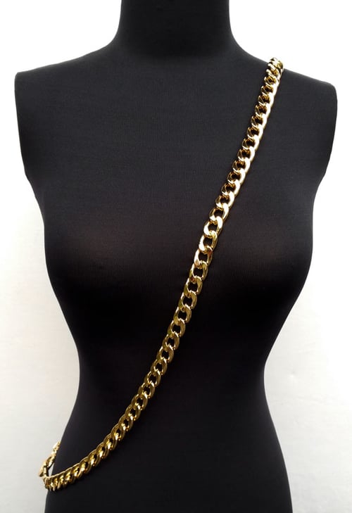 Image of GOLD Chain Luxury Strap - Large Flat Diamond Cut - 9/16" (15mm) Wide - Choose Length & Hooks/Clasps