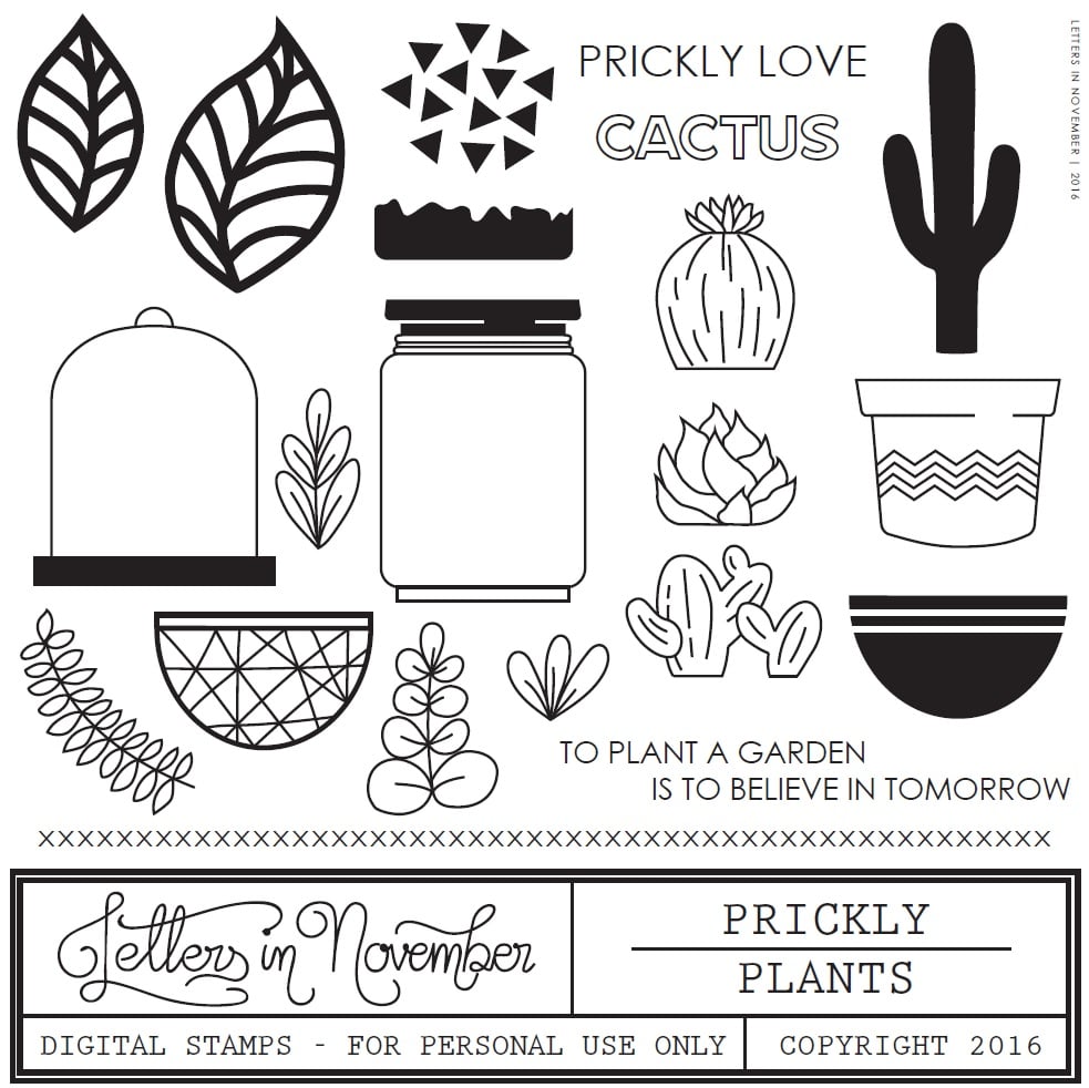 Image of Prickly Plants Digital Stamp