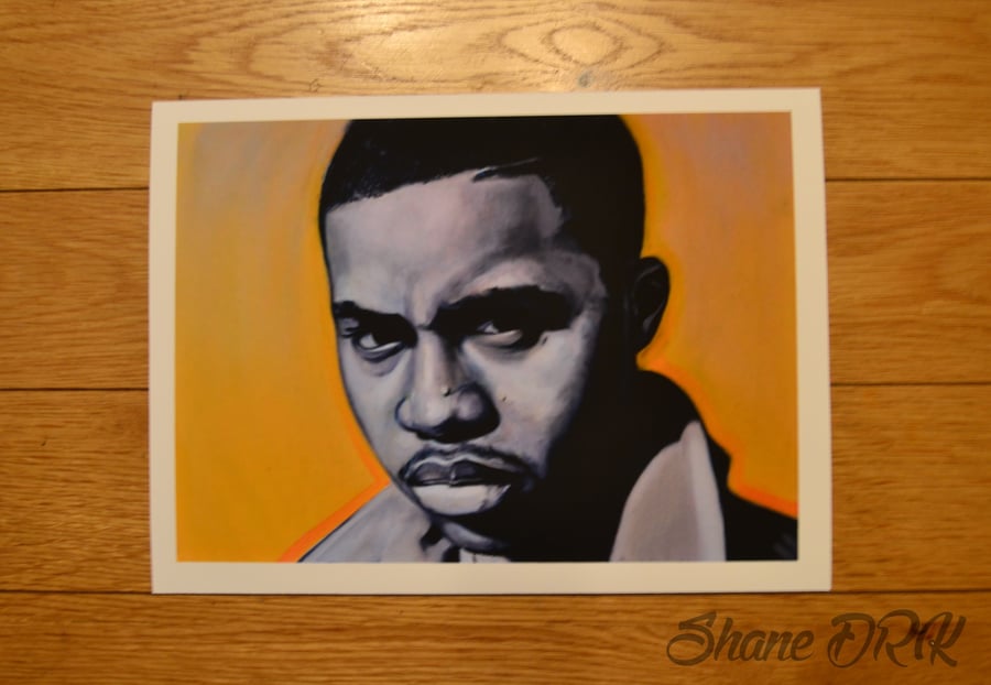 Image of Nas Hiphop portrait - A4 print