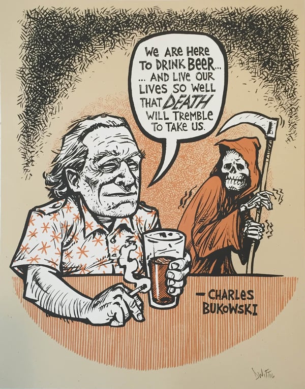 Image of Charles Bukowski beer quote 