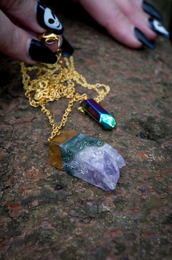 Image of long gemstone necklaces 