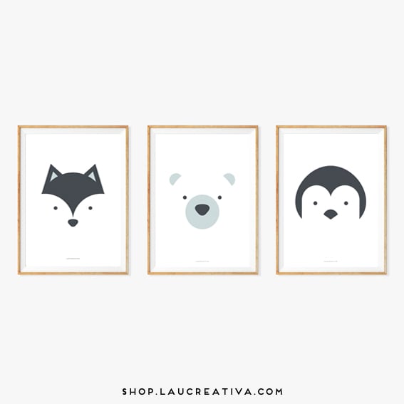 Image of Lámina ·Zorro, Oso y Pingüino·