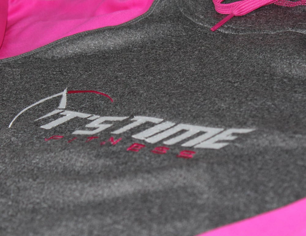 Image of It's Time Fitness Logo Pink/Grey Hoodie