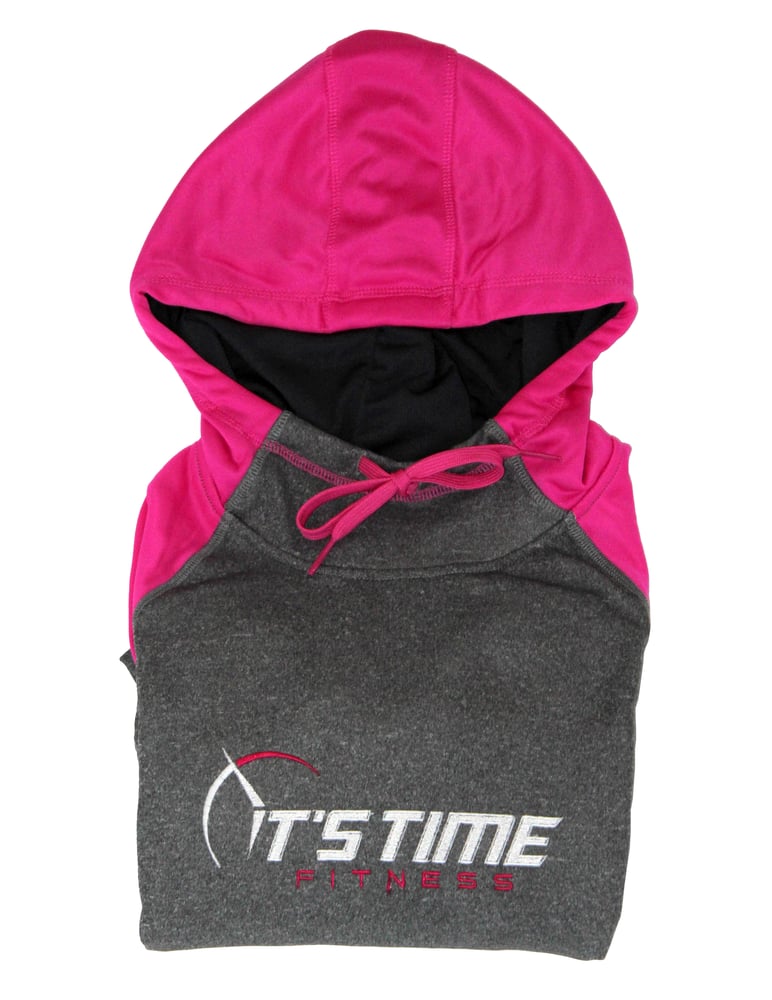 Image of It's Time Fitness Logo Pink/Grey Hoodie