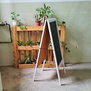 Medium Double Sided Standing Chalkboard with White Wooden Frame (90cm X 60cm)