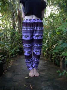Image of Elephant yoga trousers handmade in Sri Lanka