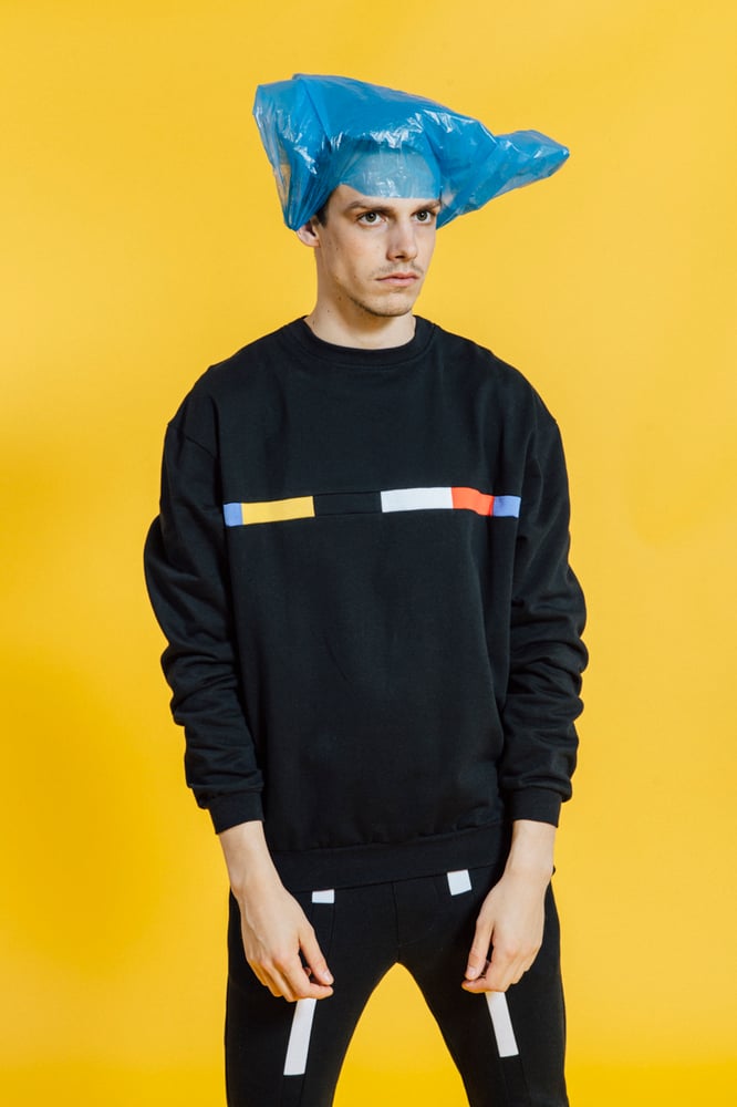 Image of Sweater Black With Multicolored Stripe