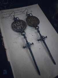 Image 4 of PISS OFF/QUEER WITCH Brass Earrings 