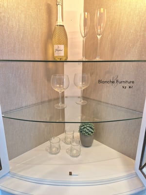 Image of Double Corner Drinks Cabinet in white with Light and Lining