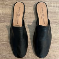 Image 2 of CHINESE LAUNDRY Black Genuine Leather Slip-On slide Sandals
