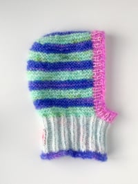 Image 1 of Sofie and Iris Striped Violet, Mint, Pink and Ice Pastel Mohair Balaclava