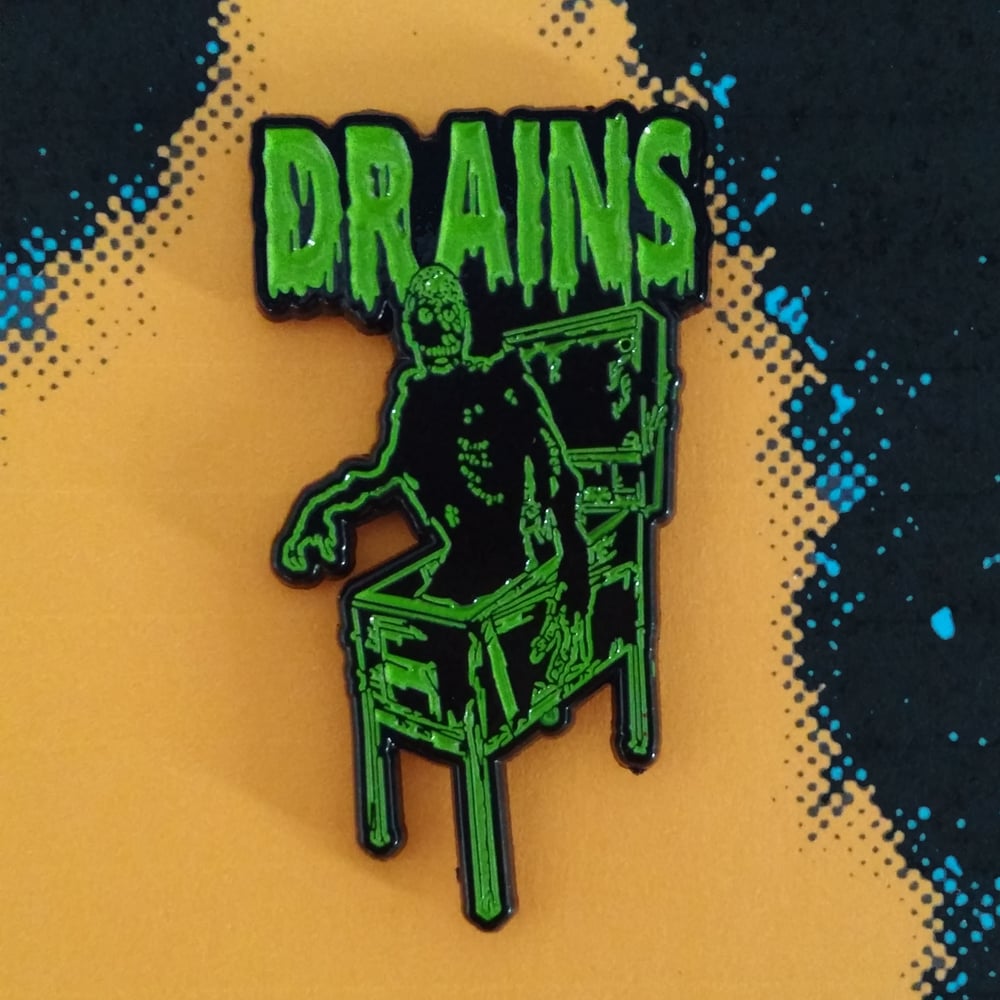 Image of Drains Enamel Pin Version II (Black and Green)