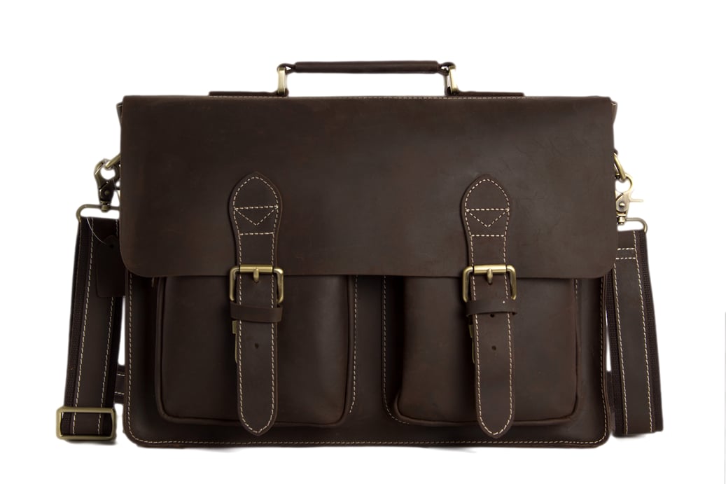 Small Leather Briefcase for Men Full Grain Leather Handbag 