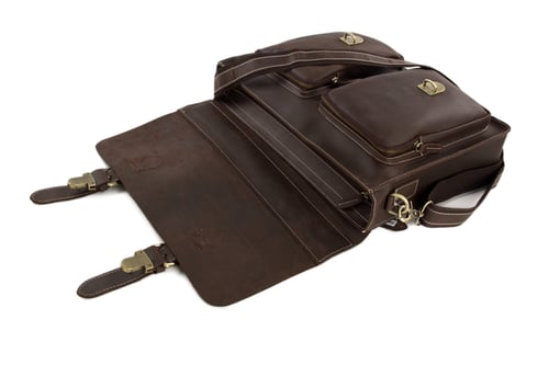 Image of Handcrafted Top Grain Genuine Leather Laptop Briefcase Business Handbag Men Messenger Bag 0344