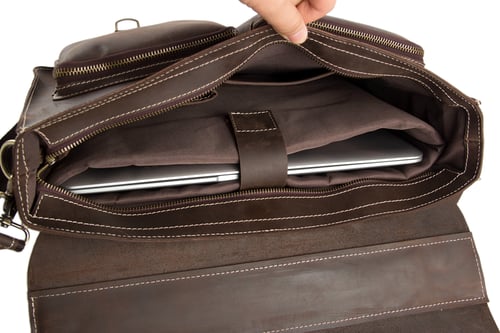 Image of Handcrafted Top Grain Genuine Leather Laptop Briefcase Business Handbag Men Messenger Bag 0344