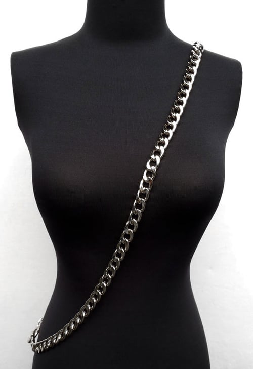 Image of NICKEL Chain Luxury Strap - Large Flat Diamond Cut - 9/16" (15mm) Wide - Choose Length & Clasps