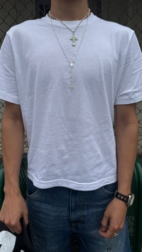 Image 2 of White Sheer Military Tee (Cropped)