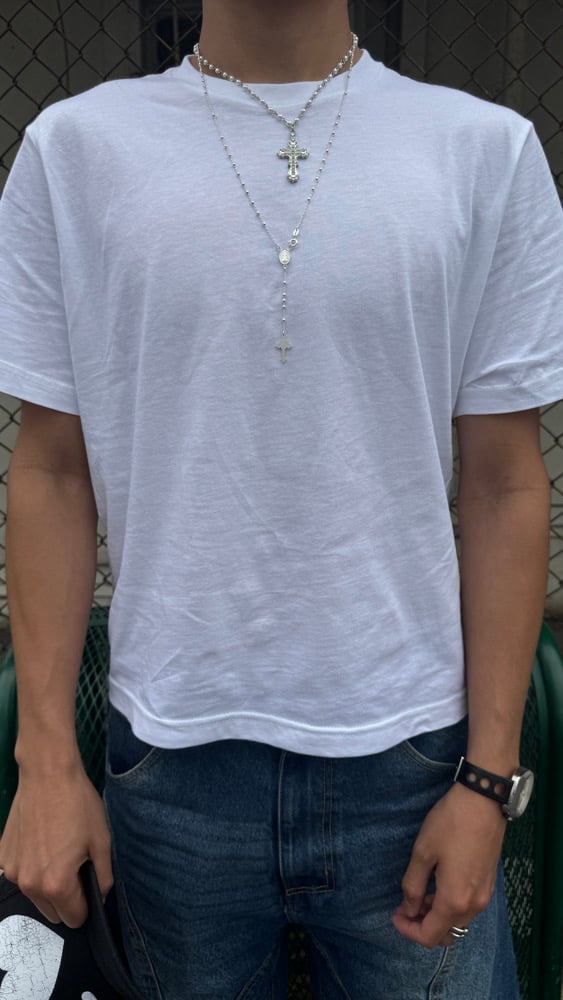 White Sheer Military Tee (Cropped)