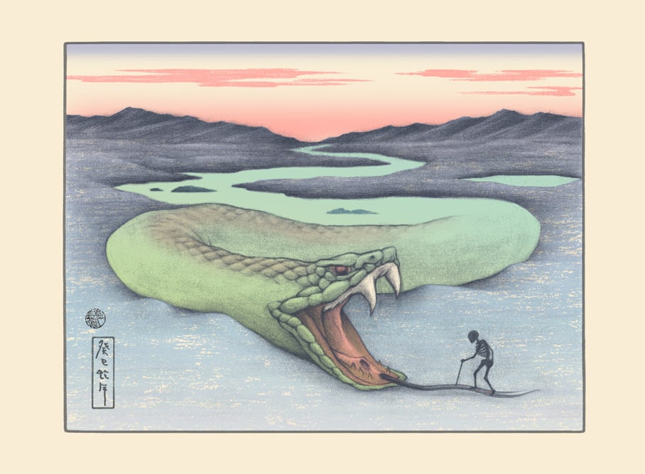 Image of Chinese Zodiac Series Art Print -'Journey - Year of the Snake'-Handpull SilkScreen