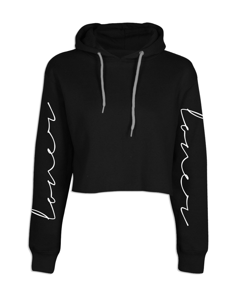 Image of BLACK "SIGNATURE" WOMENS CROP HOODIE