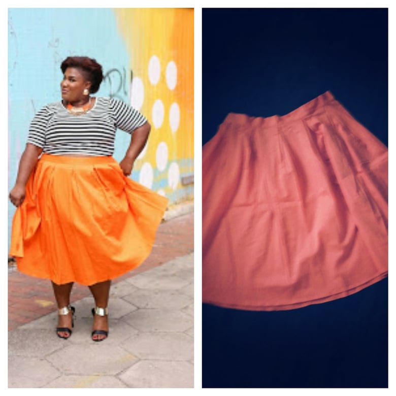 Image of Eloquii Studio Orange Midi Skirt 