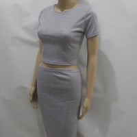 Image of HOT TWO PIECE SHORT SLEEVE PURE COLOR DRESS