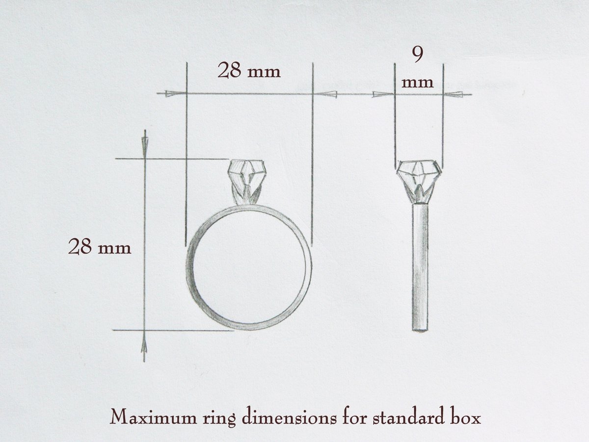 Engagement ring shop box dimensions