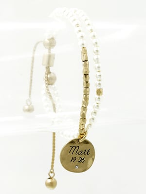 Image of Matthew 19:26 Scripture Pearl Bracelet