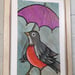 Image of "RAINY DAY ROBIN" ONE OF A KIND FRAMED LUNCH BAG ART