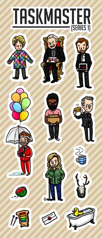 TASKMASTER series 1 sticker sheet / Pei Yen Sells Stuff