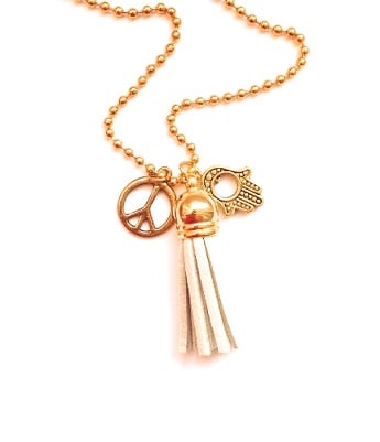 Image of Kool Jewels tassel charm necklace - goldtone