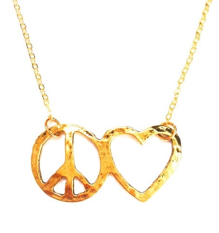 Image of Vintage style coin heart peace necklace 