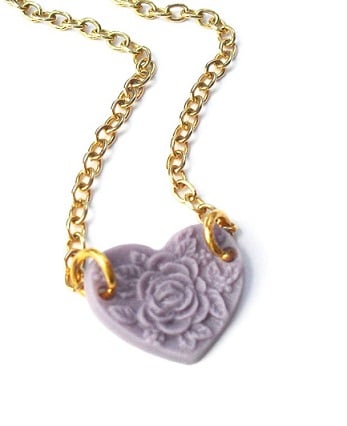 Image of Vintage Floral Heart Necklace