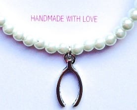 Image of "Will You Be My Bridesmaid" Pearl Bracelet -  Wishbone Charm  