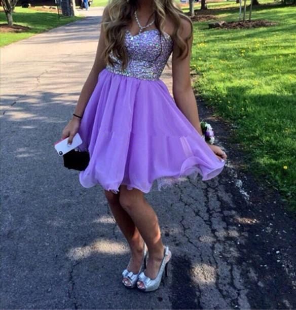 lavender short prom dresses Charming Lavender Sweetheart Knee Length Homecomin Dress, Short Prom D