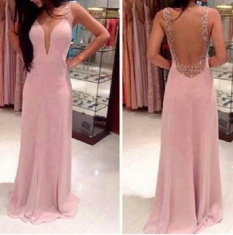 Beautiful Handmade Pink Backless Prom Dress 2016, Prom Dresses, Evening Gowns
