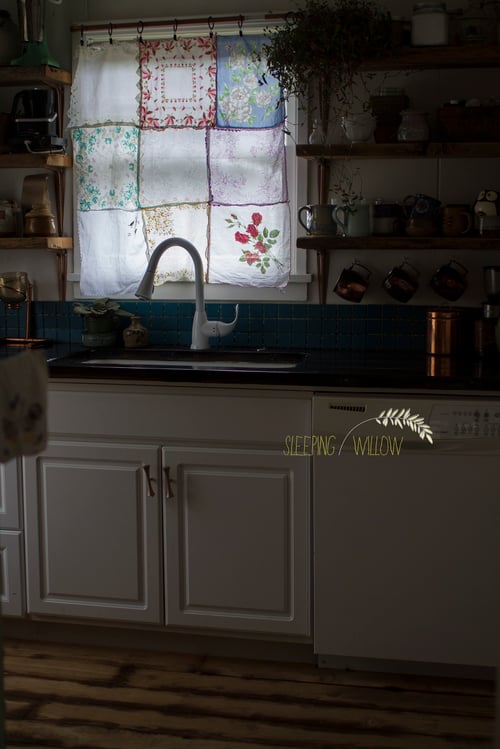 Image of Custom Vintage Hankie Curtain Listing