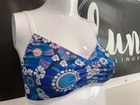 Image 2 of Blue floral velvet bralette