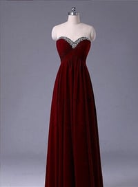Image 1 of Lovely Burgundy Handmade Simple Sweetheart Prom Dresses, Prom Gowns , Evening Dresses