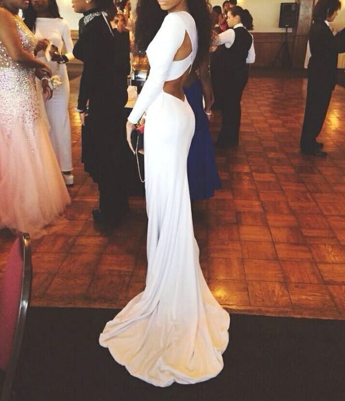 Love White Handmade Cross back Long Prom Dresses, Prom Dresses , White Prom Dresses