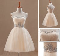 Image 1 of Cute Light Champagne Short Ball Gown Prom Dresses, Short Prom Dresses, Homecoming Dresses